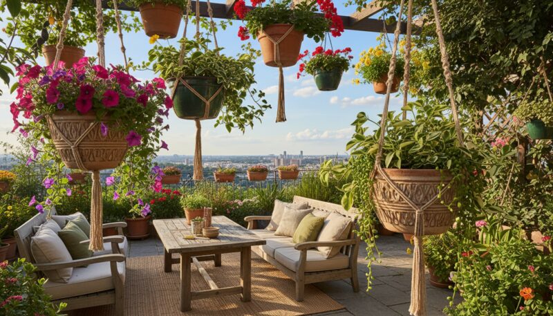 nega biljaka u visećim saksijama na terasi nega biljaka u visećim saksijama na terasi